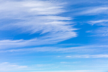 Sky cloudscape.Blue sky and white clouds on a sunny day.Aerial view.