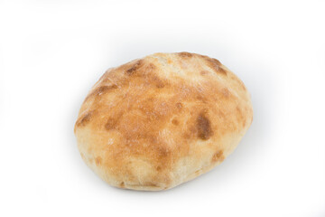 Traditional home bake bread lepinja on a white