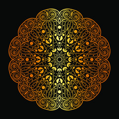 Abstract gold luxury mandala, decorative background with elegant mandala, colorful mandala design