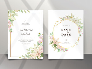Elegant lily wedding invitation card set
