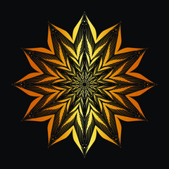 Abstract gold luxury mandala, decorative background with elegant mandala, colorful mandala design