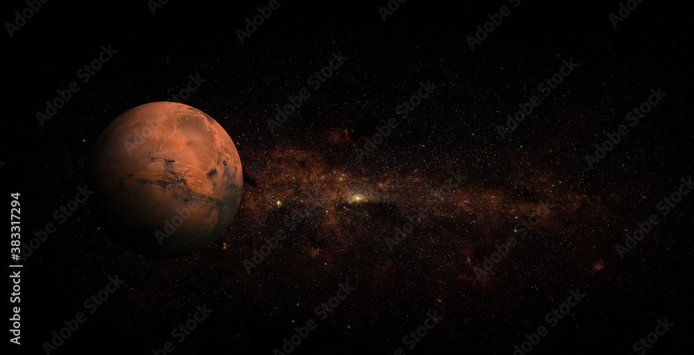 Wall mural mars on space background. elements of this image furnished by nasa.