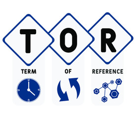 TOR - Term of Reference  acronym  business concept background. vector illustration concept with keywords and icons. lettering illustration with icons for web banner, flyer, landing page