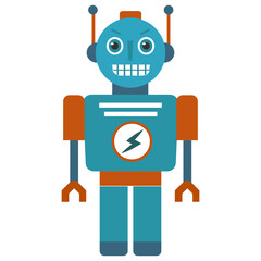 
Robot flat icon design, artificial person 
