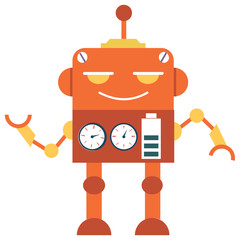 
Robot flat icon design, artificial person 
