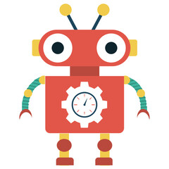 
Robot flat icon design, artificial person 
