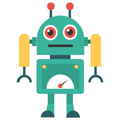 
Robot flat icon design, artificial person 
