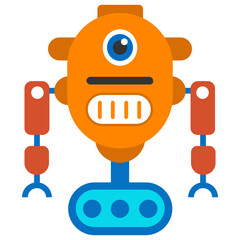 
Robot flat icon design, artificial person 
