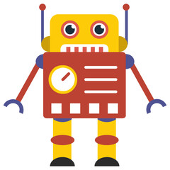 
Robot flat icon design, artificial person 
