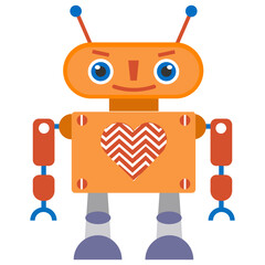 
Robot flat icon design, artificial person 
