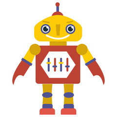 
Robot flat icon design, artificial person 
