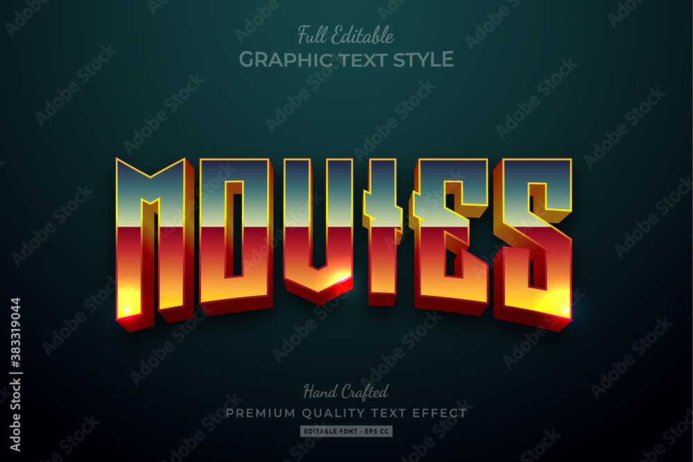 Wall mural gradient movies title editable text style effect premium