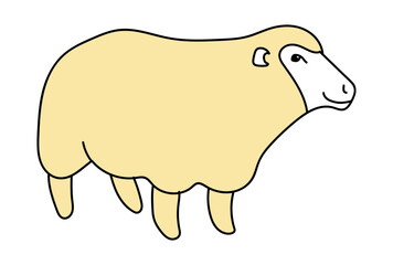 Cute merino sheep cartoon vector illustration isolated on white background.