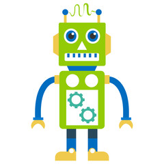 
Robot flat icon design, artificial person 
