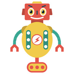 
Robot flat icon design, artificial person 
