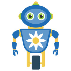 
Robot flat icon design, artificial person 
