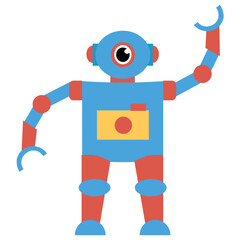 
Robot flat icon design, artificial person 
