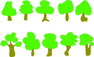 Vector of trees collection . Can be used to illustrate any natural or healthy lifestyle topic.