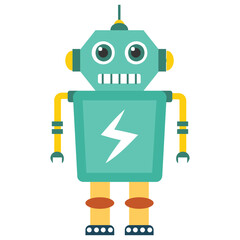 
Robot flat icon design, artificial person 
