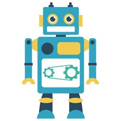 Fototapeta premium Robot flat icon design, artificial person 