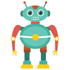 
Robot flat icon design, artificial person 
