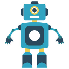Fototapeta premium Robot flat icon design, artificial person 