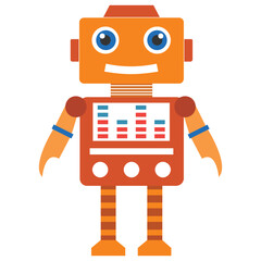 Fototapeta premium Robot flat icon design, artificial person 