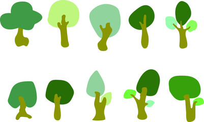 Vector of trees collection . Can be used to illustrate any natural or healthy lifestyle topic.