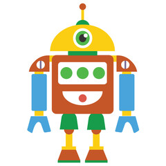 
Robot flat icon design, artificial person 
