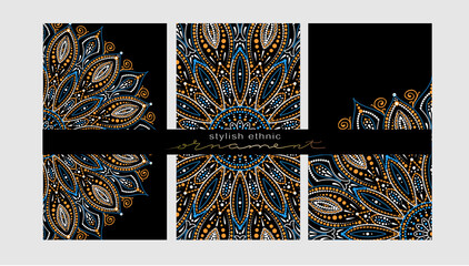 Dot mandala for acrylic painting. Spot painting point to point. Abstract design of mandala in dot paint style. Good for cover, invitation, banner, placard, brochure, poster, card, flyer and other.