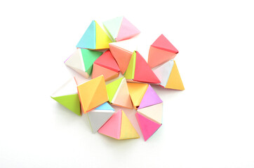 Colorful tetrahedrons origami, top down
