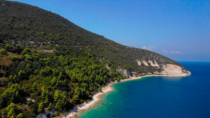 Aerial view of sea coastline in tropical island.