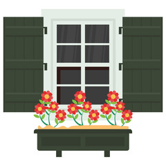 
A window shutter depicting exterior of the home 
