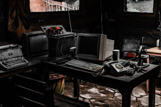 Antique equipment set up at HQ in the unexplored country