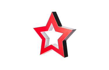 red festive five-pointed star isolated on white background