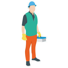 
Person with a toolbox for electricity repairing, electrician
