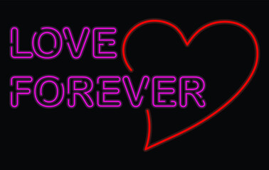 Love Forever Neon Signs Style Text Vector With Black Background