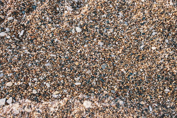 Pebbles beach, stones background. Colorsful natural. Horizontal