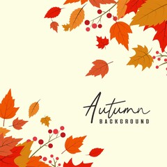 Hand drawn autumn background with elegant style