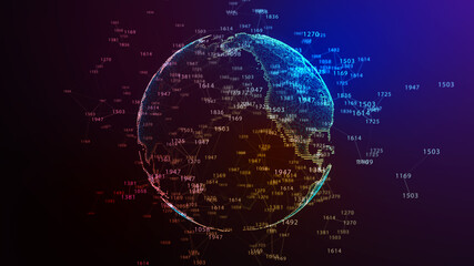 Earth Globe. Background with Light Effect. Global International Connectivity Background. 3D illustration.