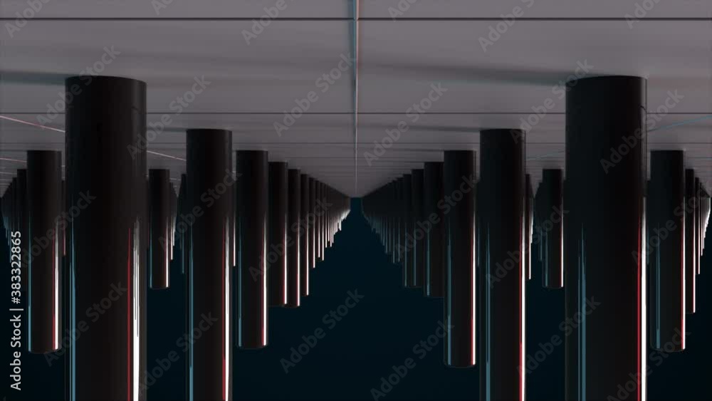 Aufkleber surface with numerous repeating cylinders. isometric background with dynamic effect. computer genera