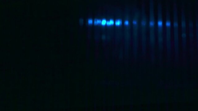 Blue flashing emergency vehicle light beacon close up, Fire, police, ambulance emergency warning lights. Blue light emergency services.
