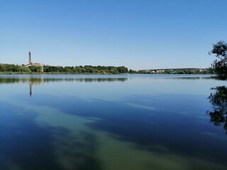 reflection of trees in the water