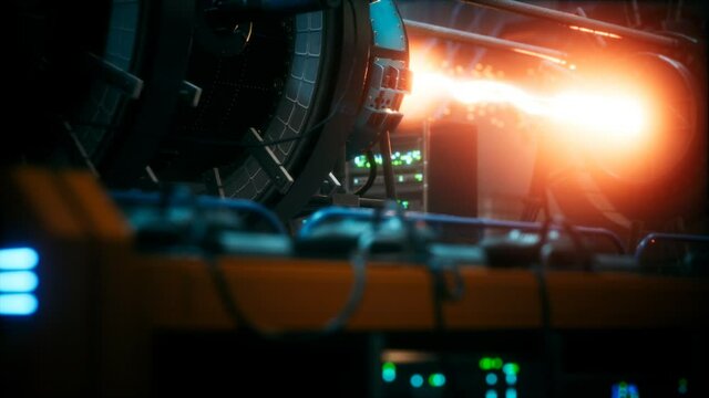 futuristic cyberpunk power plant thermonuclear or nuclear reactor