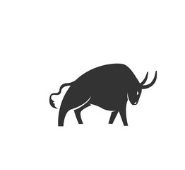 Ox silhouette vector illustration. Black and white bull logo in simple flat style. Isolated on white background