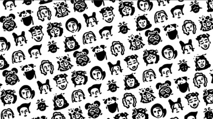 seamless pattern with faces