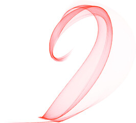 Transparent red ribbon on the white background