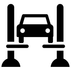 
Car up on service station for car servicing
