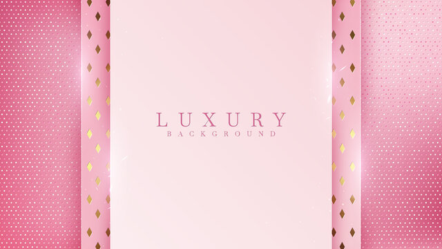 Luxury golden line background pink shades in 3d abstract style. Illustration from vector about modern template deluxe design.