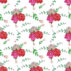 Meubelstickers Seamless Pattern Background in Floral Tropical Flower Flat Style Vector Design © anomalicreatype